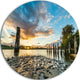 Riverside Sunset With Wood, Seascape Disc Metal Wall Art, 36"
