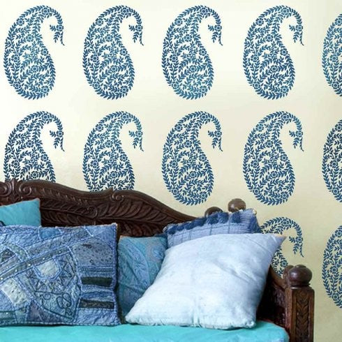Jaipur Paisley Wall Art Stencil, Small