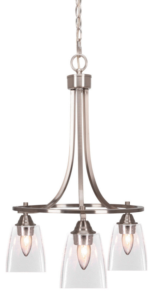 Paramount Downlight 3-Light Chandelier, Brushed Nickel, 4.5" Clear Bubble