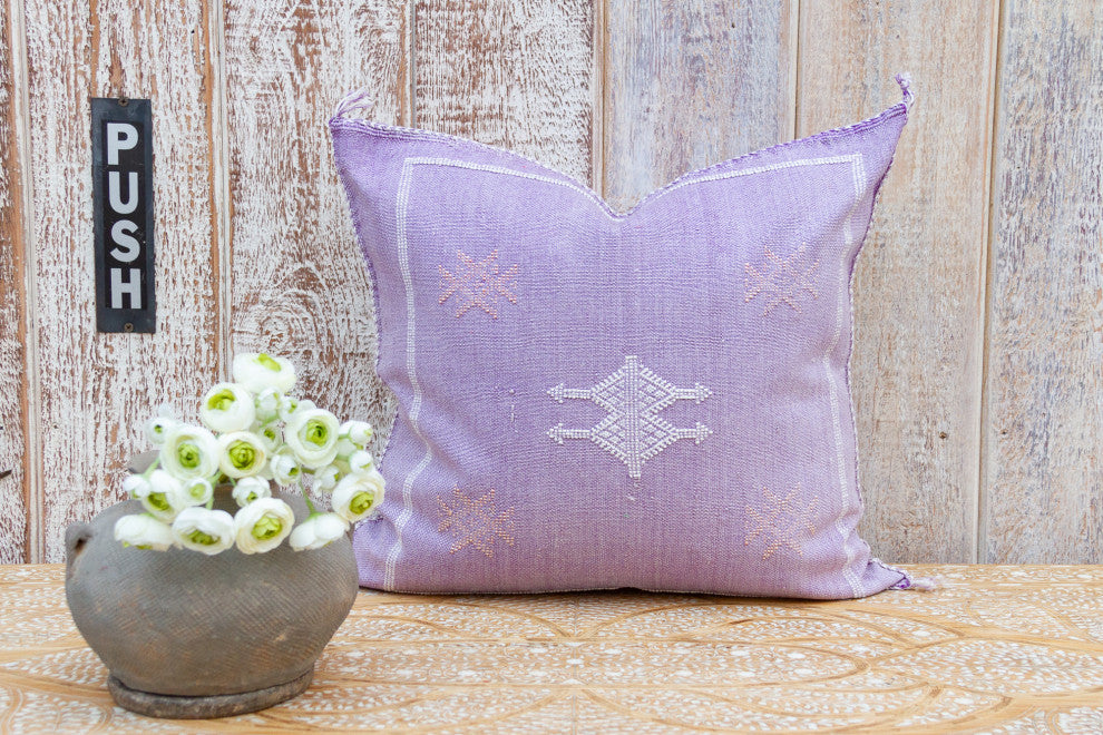 Lavender Moroccan Silk Rug Pillow