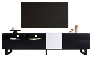 Gewnee TV Stand for 80'' TV with Double Storage Space, Black