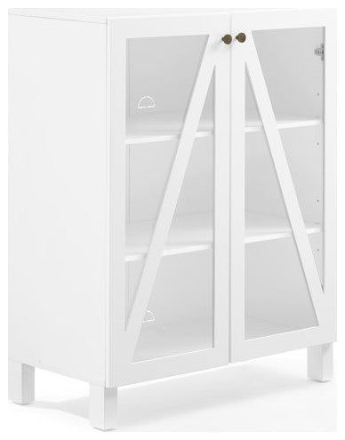 Modern Pantry Cabinet, Tempered Glass Doors & Adjustable Shelves, White