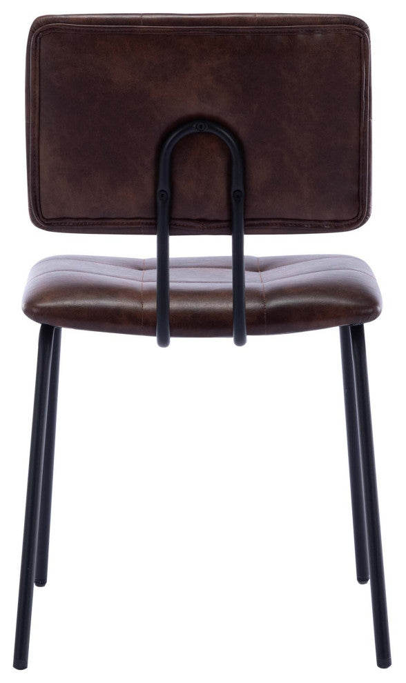 Tufted Tubular Frame Side Chairs Set of 2, Dark Brown