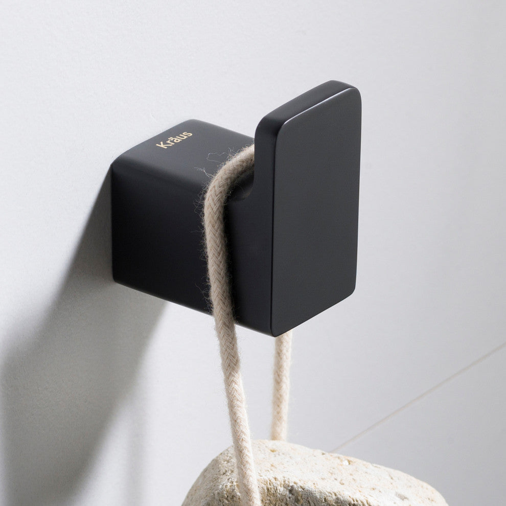 Stelios Bathroom Robe and Towel Hook, Matte Black