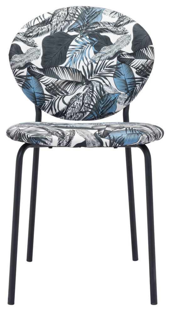 Side Dining Chair, Set of 2, Steel Metal, Fabric, Black, Bar Kitchen Pub Bistro