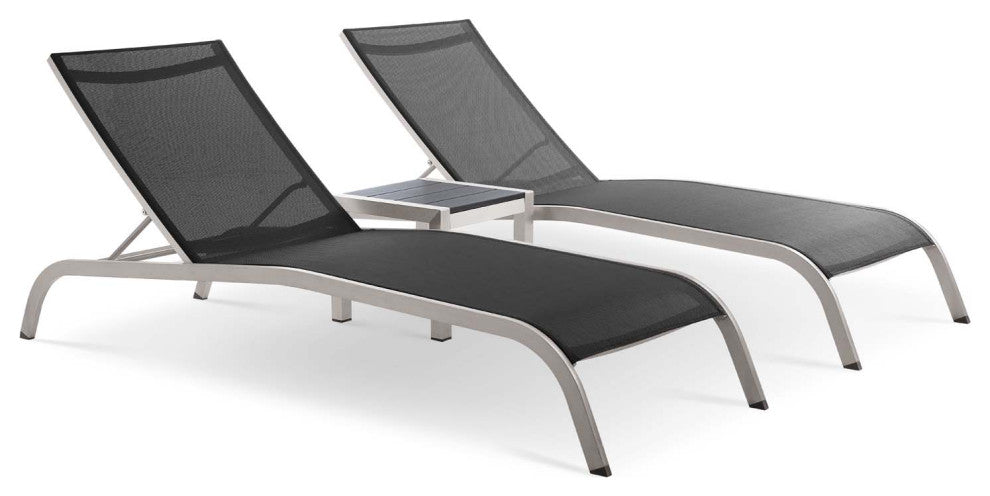 Savannah 3 Piece Outdoor Patio Mesh Set - Black