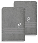 Denzi Bath Towels With Monogrammed Letter, Set of 2, G