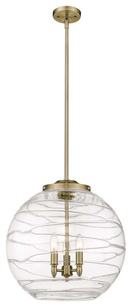 Deco Swirl Pendant, Antique Brass, Clear Deco Swirl, Clear Deco Swirl