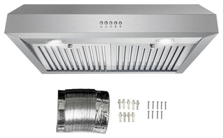 30" Under Cabinet Range Hood, Stainless Steel With LED Lights