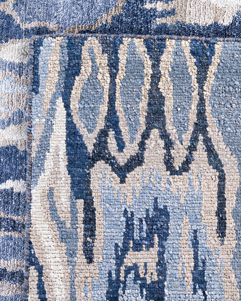 Modern, One-of-a-Kind Handmade Area Rug - Blue, 8' 1" x 10' 1"