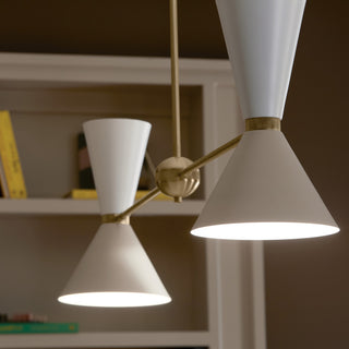 Phix 4 Light Chandelier Linear, Single, Champagne Bronze and Greige