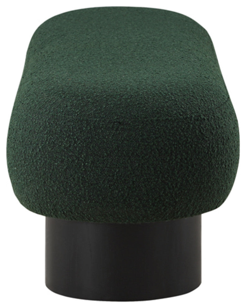 Robertson Boucle Fabric Upholstered Bench, Green, Black Finish