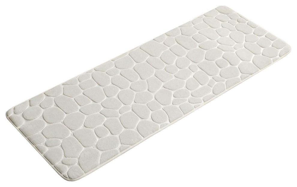 Bath Rug Memory Foam Mat 3D Pebble, Beige, Runner Mat 48"