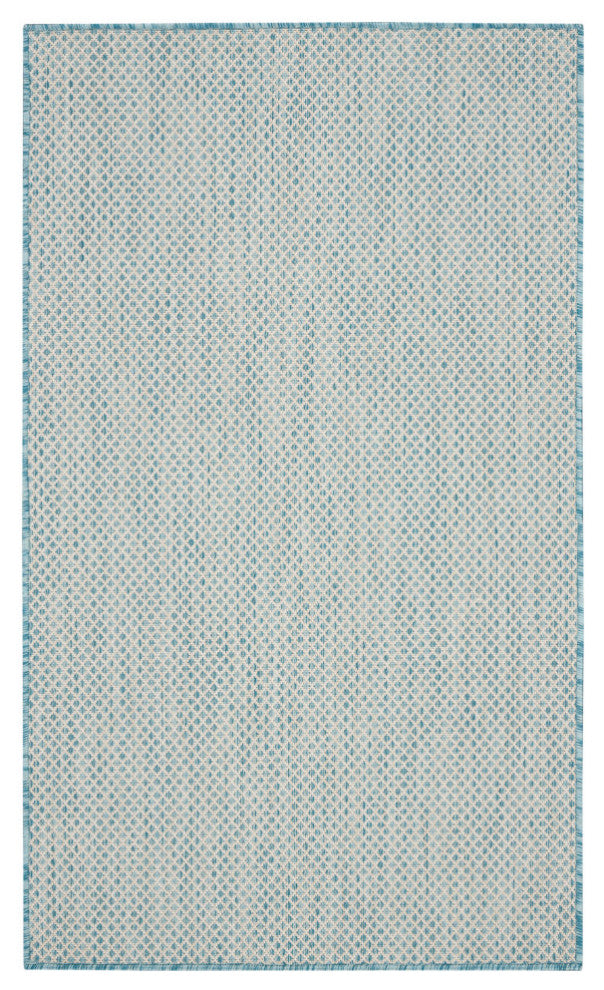 Nourison Courtyard 3' x 5' Ivory Aqua Modern Area Rug