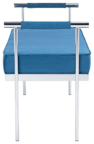 Safavieh Pim Long Rectangle Bench WithArms, Navy/Chrome