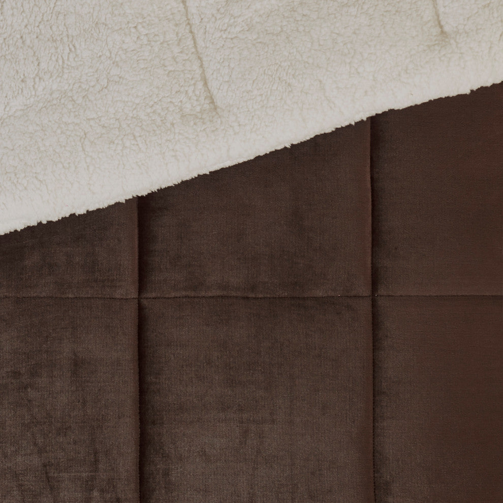 Woolrich Alton Plush to Sherpa Winter Comforter Set, Brown, King