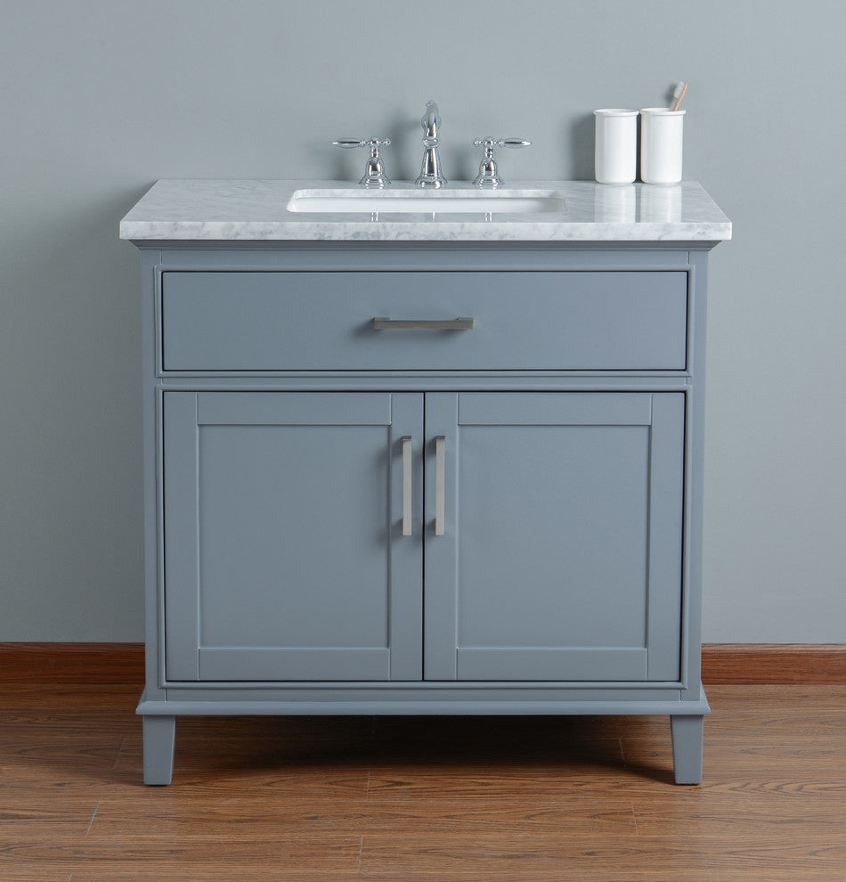 Stufurhome Leigh Bathroom Vanity, Gray, 36" Single Sink