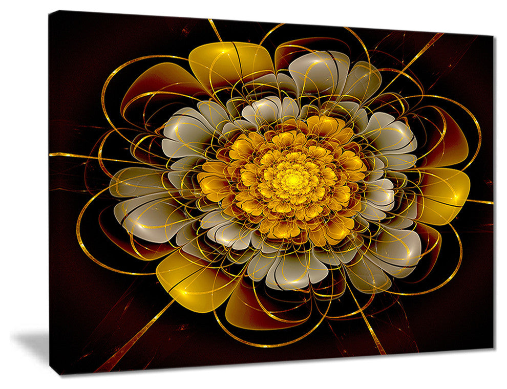 "Dark Gold Fractal Flower" Digital Canvas Print, 20"x12"