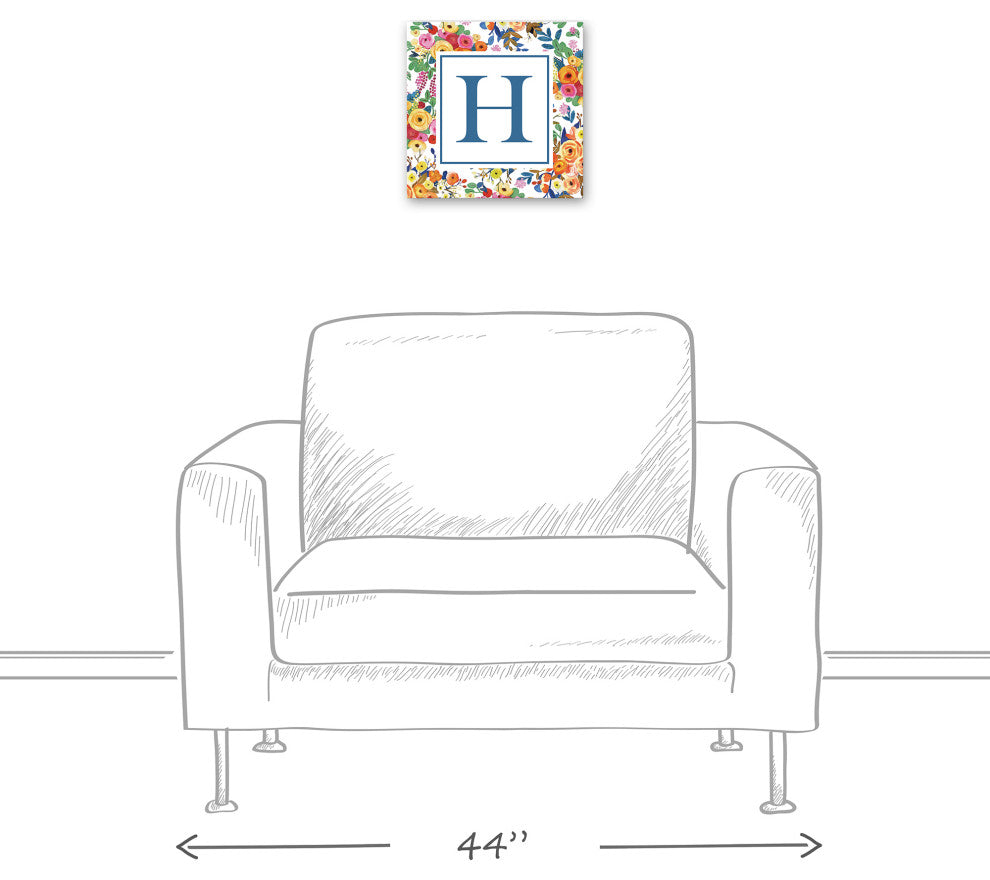 Wildflower Monogram - H 12x12 Canvas Wall Art