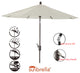 9' Round Push Tilt Market Umbrella, Antique Bronze frame, Sunbrella, Natural
