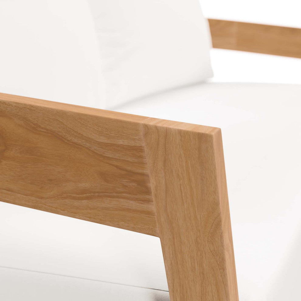 Brisbane Teak Wood Outdoor Patio Loveseat, Natural White