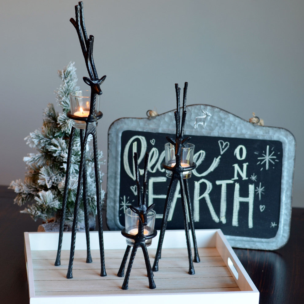 3 Piece Alpine Deer Tea Light Holders