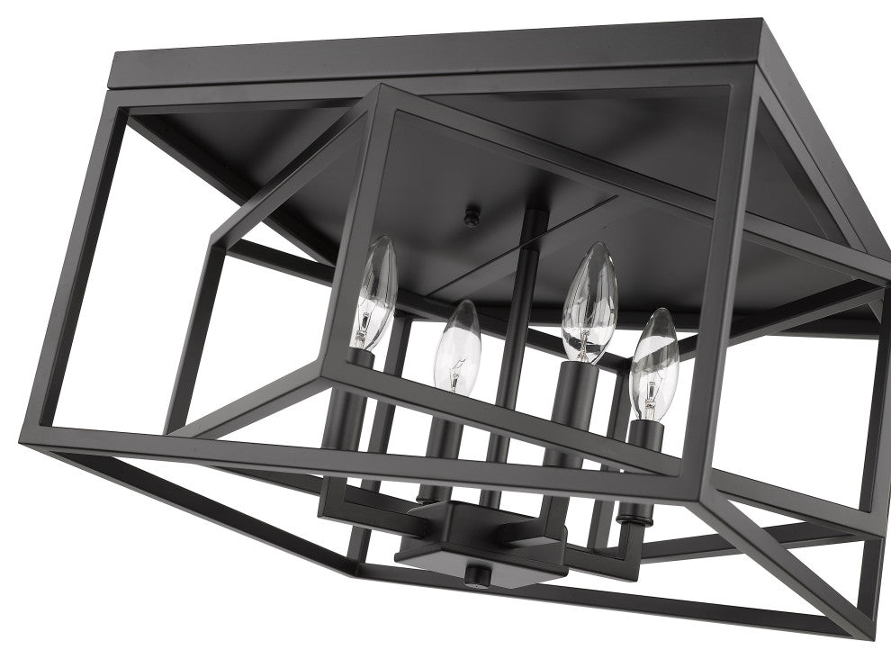 Bethel International YS218FM16B 4 Light Flush Mount, Black