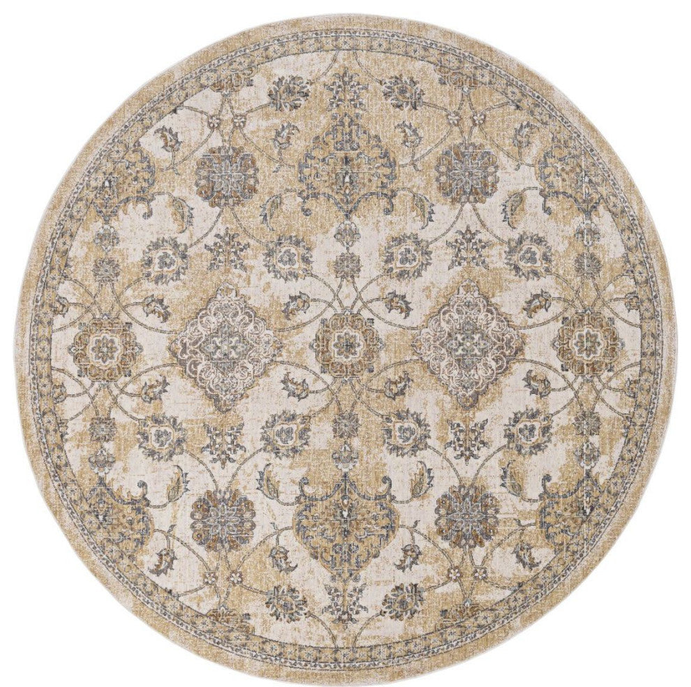 KAS Ria 6820 Ivory Sand Sofia Area Rug, 9' Round