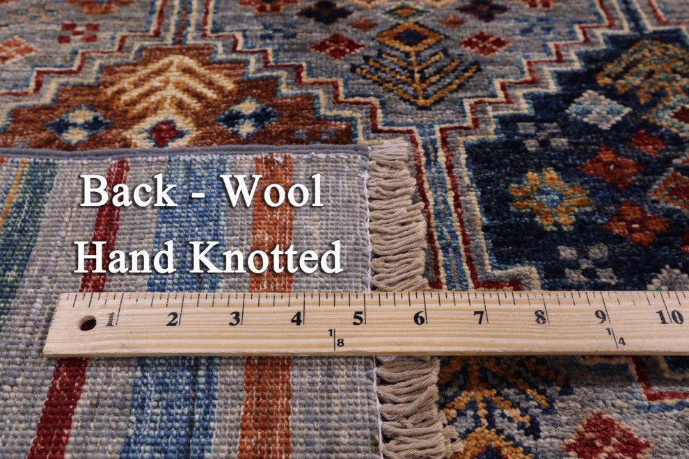 5' 8" X 7' 11" Handmade Khorjin Super Kazak Wool Rug - Q12306