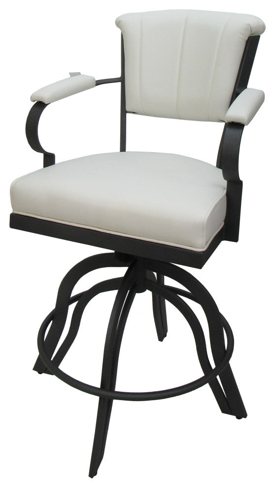 Miami Counter 26" or 30" Metal Bar Stool - A Base, White Vinyl - Grey, 30"