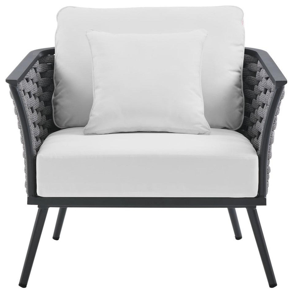 Stance Outdoor Patio Aluminum Armchair Gray White