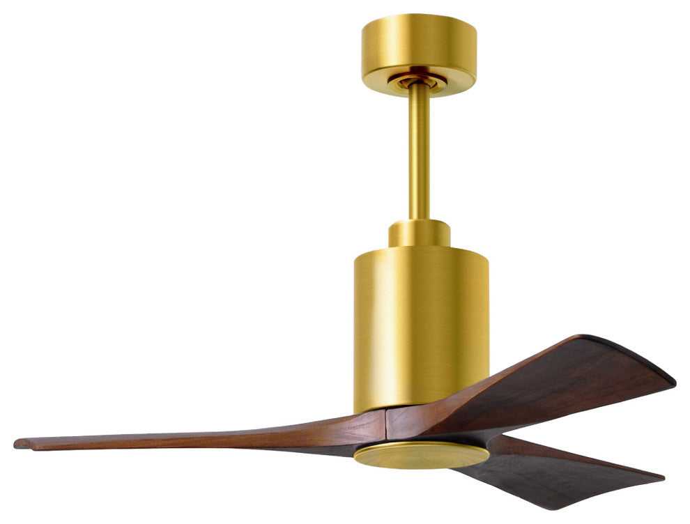 Patricia-3 3-Blade Ceiling Fan, LED Light Kit, Brushed Brass/Walnut Tone, 42