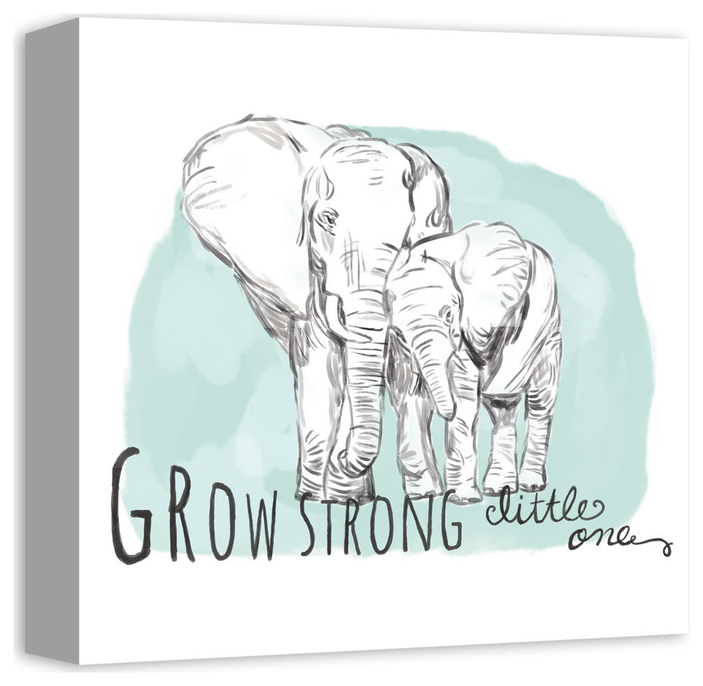 Grow Strong Elephant 12x12 Canvas Wall Art