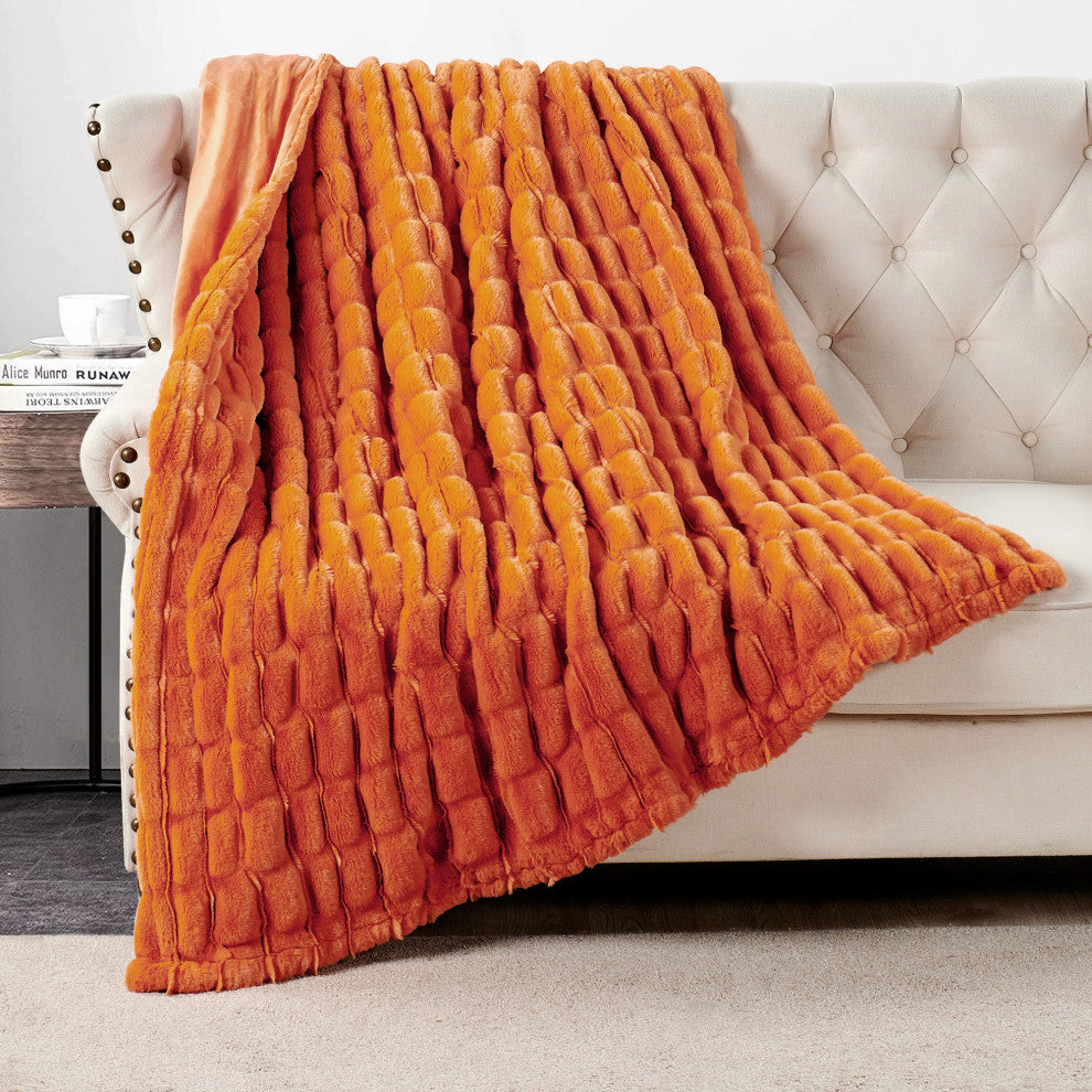 Stretchy Solid Color Faux Fur Throw