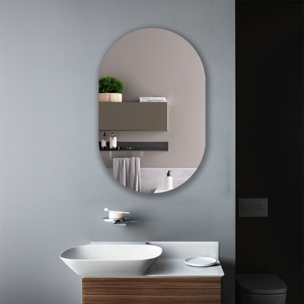 Reflection Verical/Horizontal Hanging Round Shaped Frameless Wall Mirror 33" H