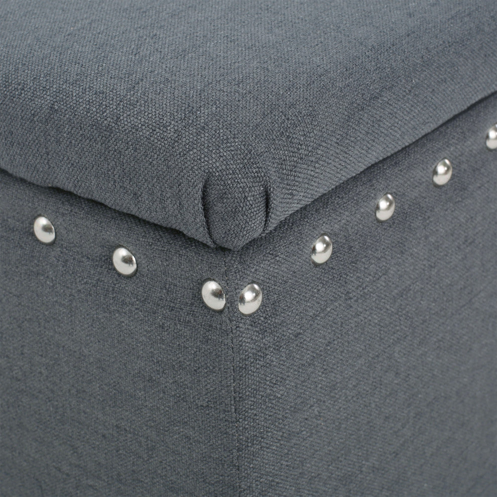 GDF Studio Evvy Fabric Storage Ottoman, Oxford Gray