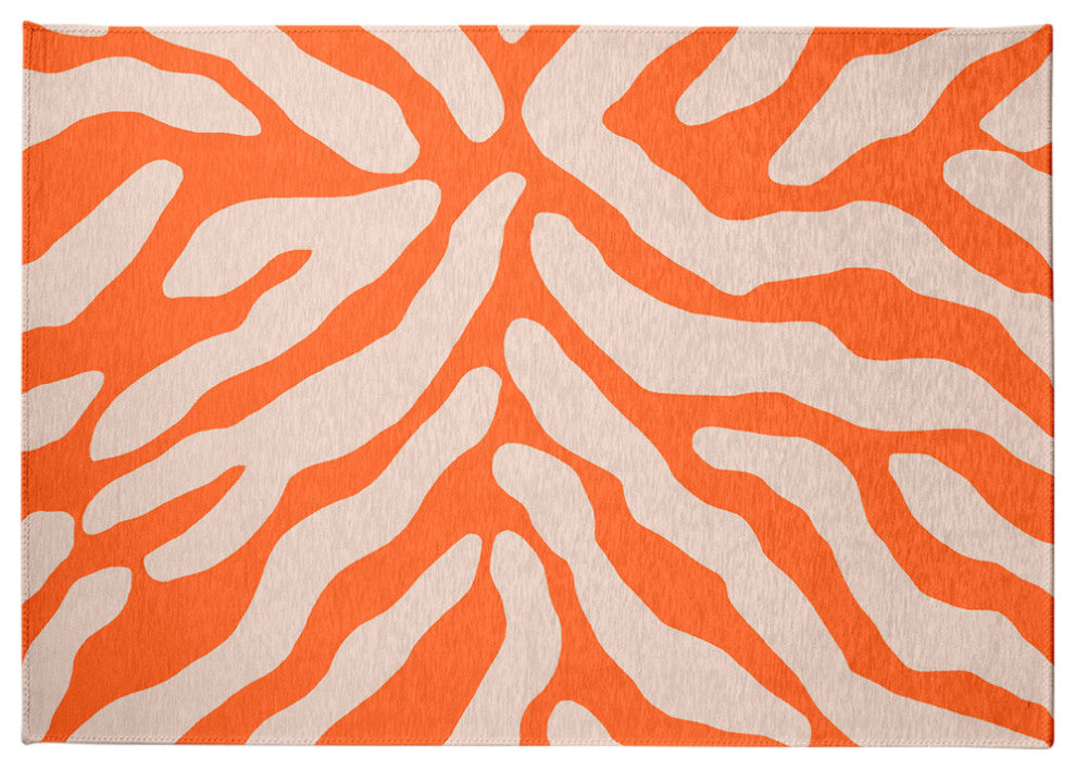 Animal Stripe Spring Chenille Rug, Blood Orange, 5'x7'