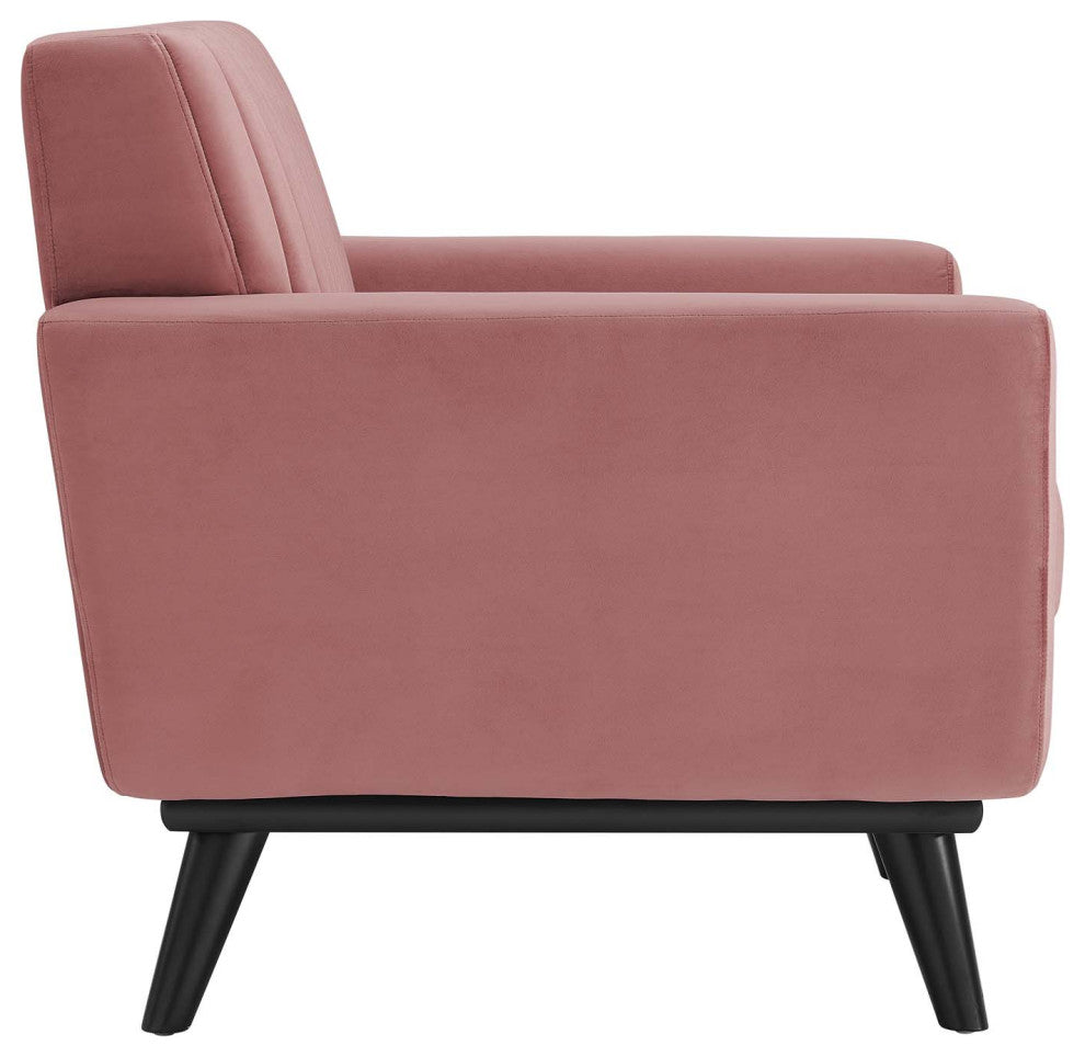 Engage Channel Tufted Performance Velvet Armchair Dusty Rose