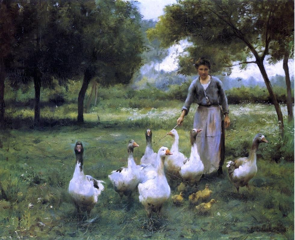Therese Francoise Cotard-Dupre Guiding the Geese Gallery Wrapped Canvas Print
