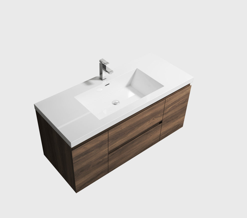 Alma-Pre 48"³ Wall Mounted Vanity With Integrated Sink, Ebony Brown