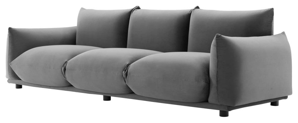 Sofa, Velvet, Gray, Modern, Living Lounge Room Hotel Lobby Hospitality