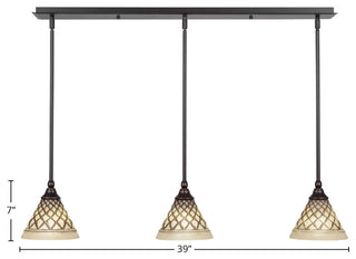 Stem 3-Light Pendalier with Hang Straight Swivel, Dark Granite/Chocolate Icing