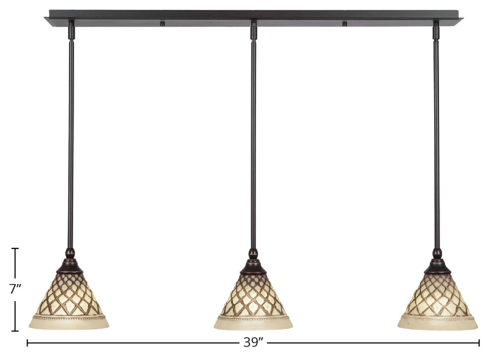 Stem 3-Light Pendalier with Hang Straight Swivel, Dark Granite/Chocolate Icing