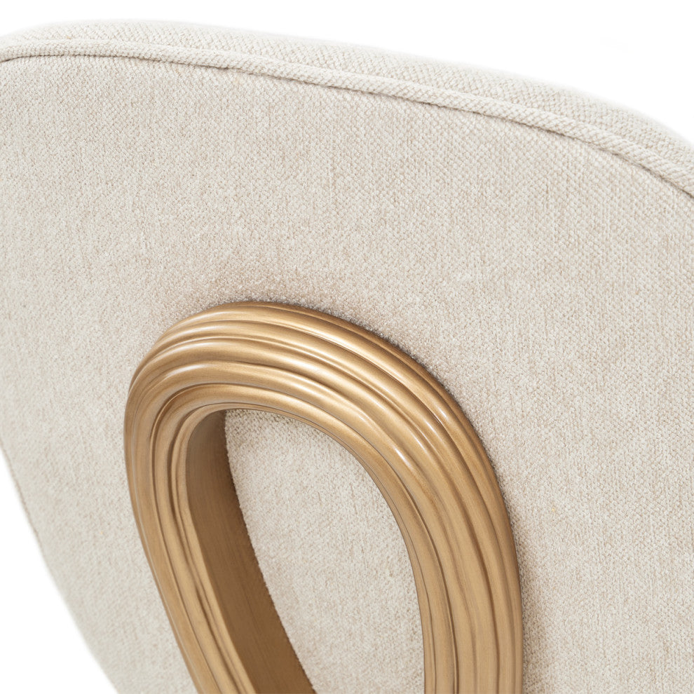 Camellia Field Vanity Chair, Linen/Antique Gold