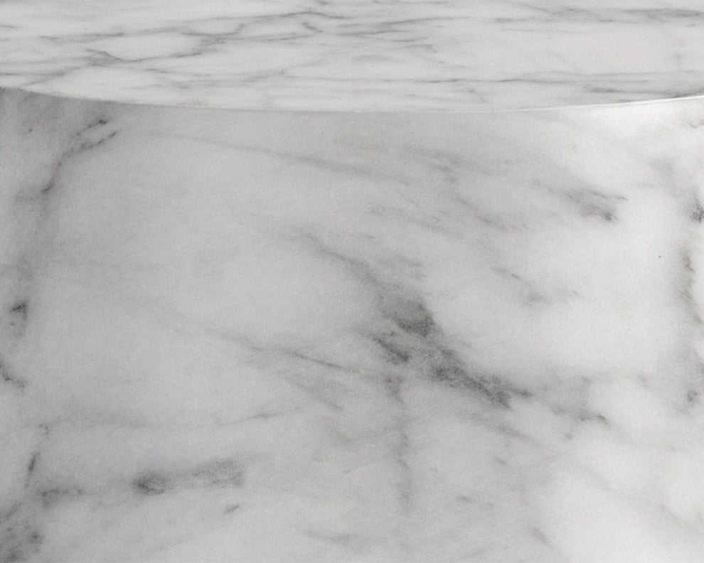 Aries Side Table, Marble Look, White