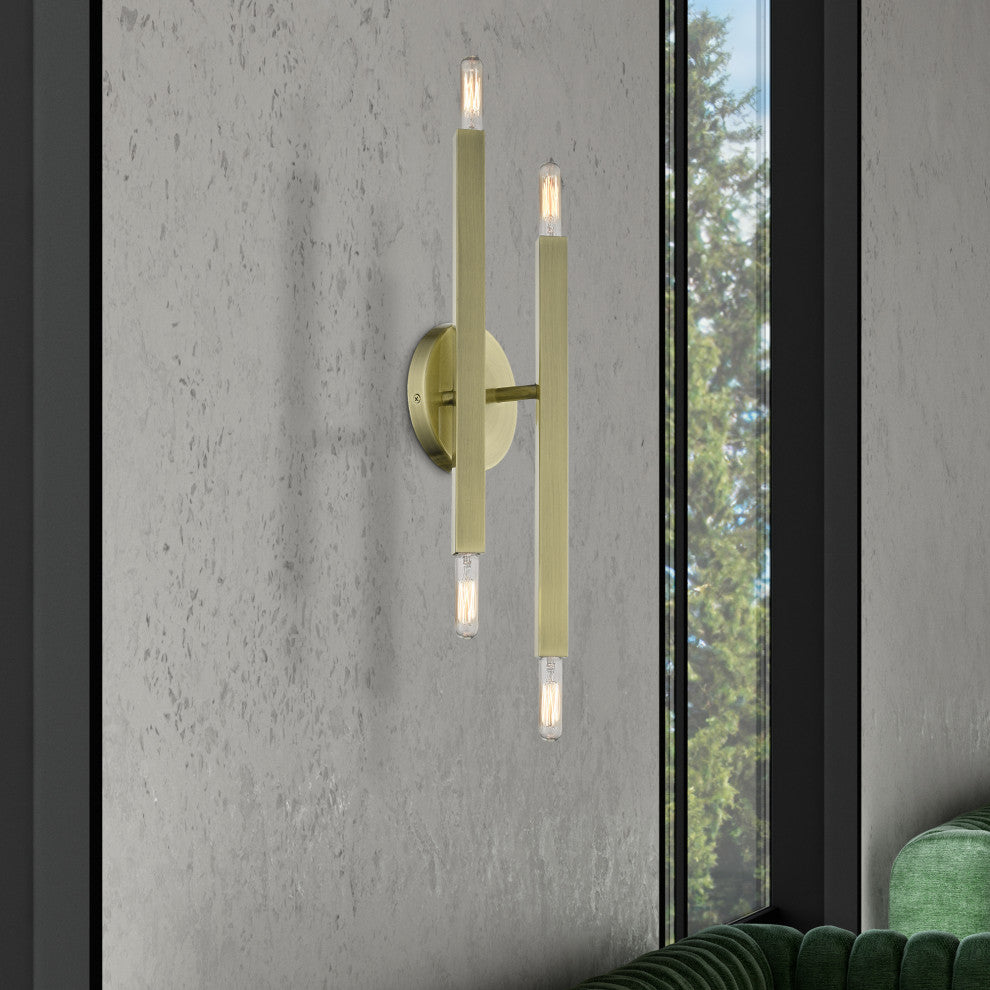 Livex Lighting Monaco 4-Light Antique Brass Sconce