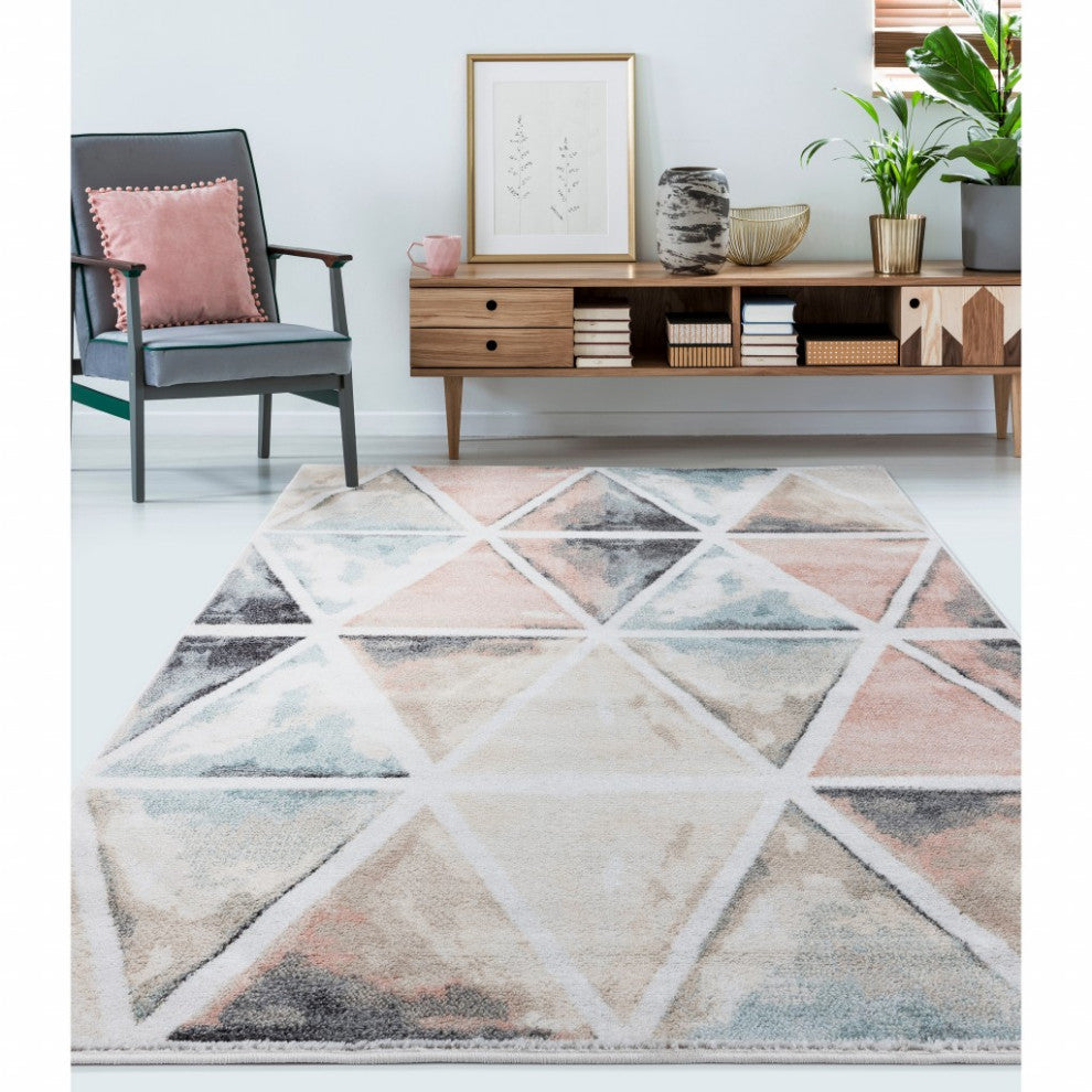 5" x 7" Ivory Watercolored Prism Area Rug