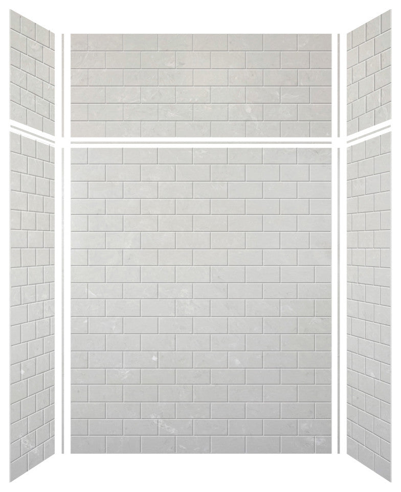 Transolid SaraMar 60"x36"x96" 6-Piece Shower Wall Kit with Extension, Lunar