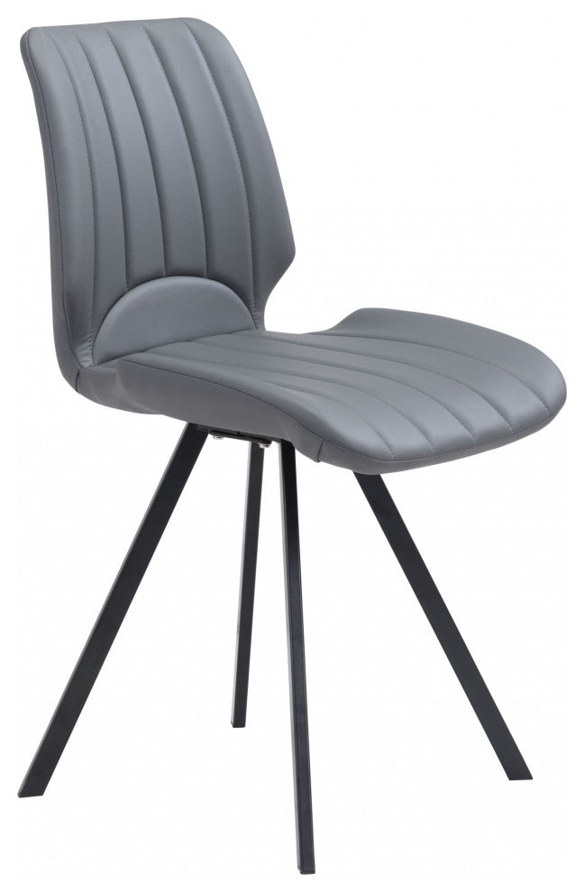Set of Two Patterned Gray Dining Chairs