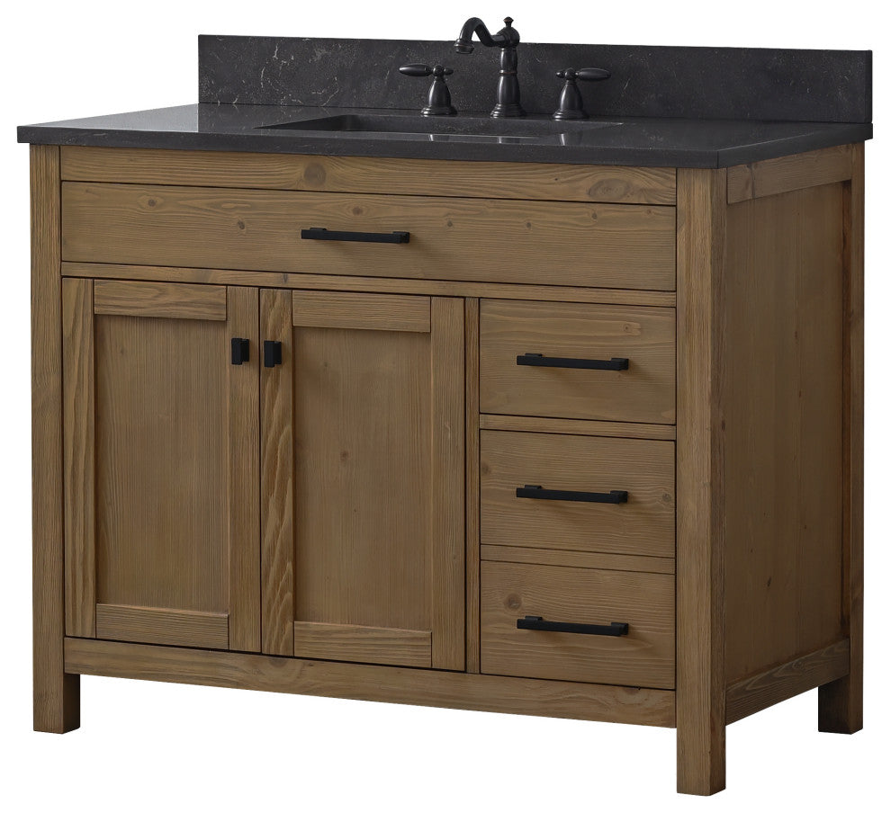 Jasper 42" Bathroom Vanity, Textured Natural, Blue Limestone